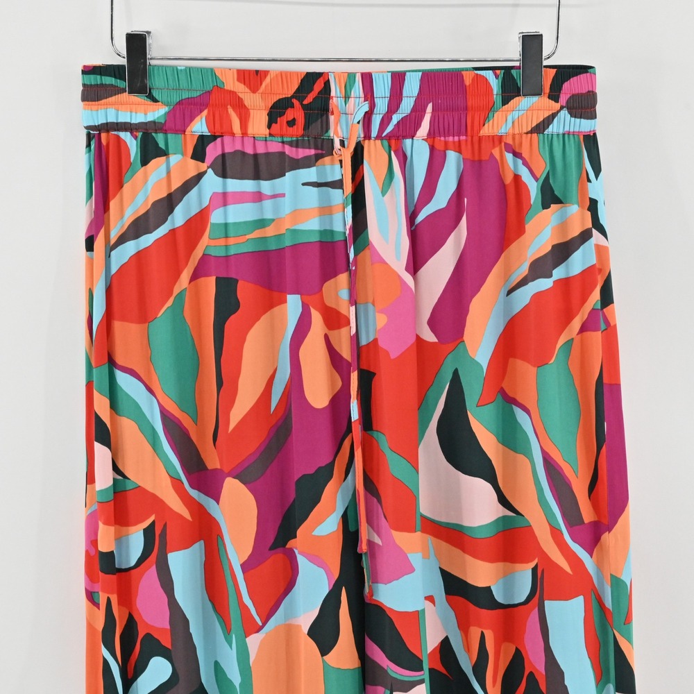 Rachel Zoe Tropical Wide Leg Pants Womens Sz M Multicolor Palazzo Elastic Waist‎ - Picture 9 of 13
